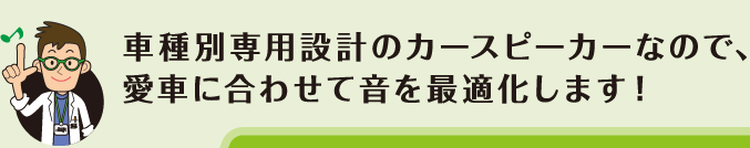 車種別専用設計のカースピーカーなので、愛車に合わせて音を最適化します！